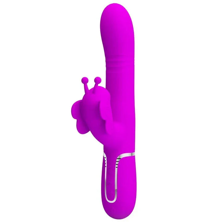PRETTY LOVE - VIBRADOR RABBIT MULTIFUNCIÓN 4 EN 1 MARIPOSA FUCSIA - Nuvica