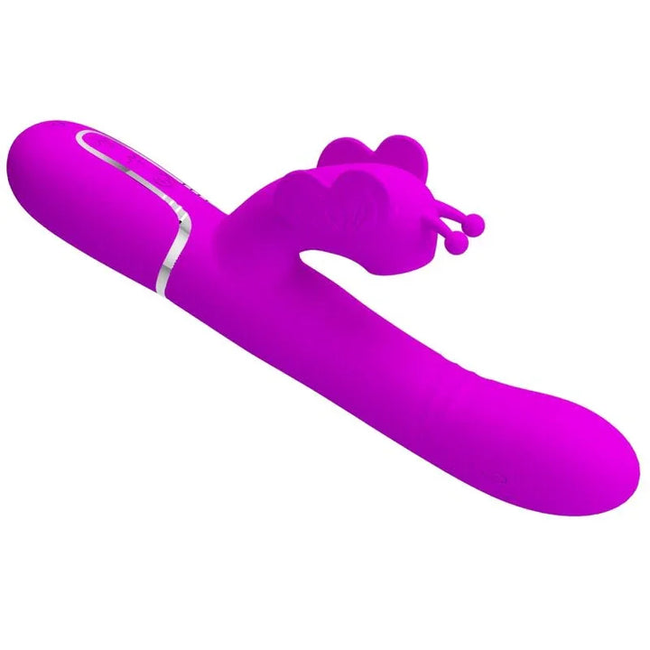 PRETTY LOVE - VIBRADOR RABBIT MULTIFUNCIÓN 4 EN 1 MARIPOSA FUCSIA - Nuvica
