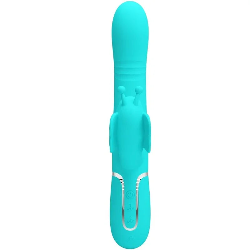 PRETTY LOVE - VIBRADOR RABBIT MULTIFUNCIÓN 4 EN 1 MARIPOSA VERDE AGUA - Nuvica