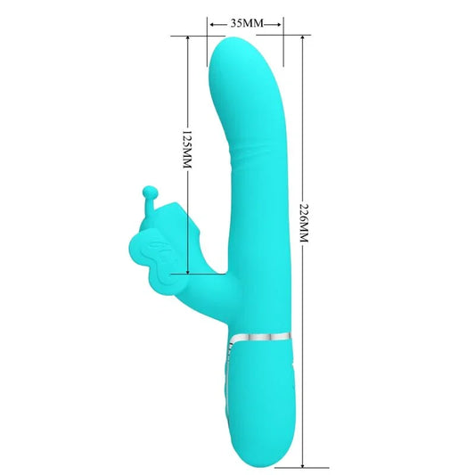 PRETTY LOVE - VIBRADOR RABBIT MULTIFUNCIÓN 4 EN 1 MARIPOSA VERDE AGUA - Nuvica
