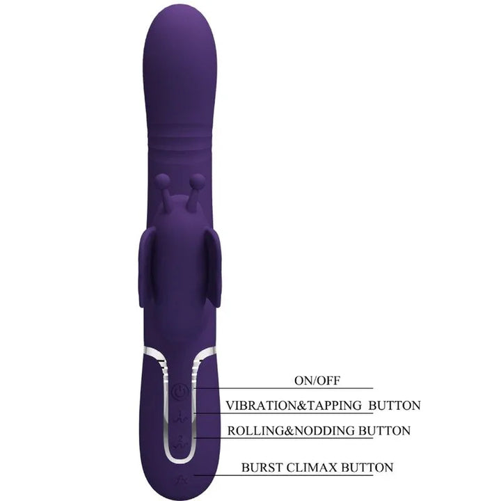 PRETTY LOVE - VIBRADOR RABBIT MULTIFUNCIÓN 4 EN 1 MARIPOSA MORADO - Nuvica