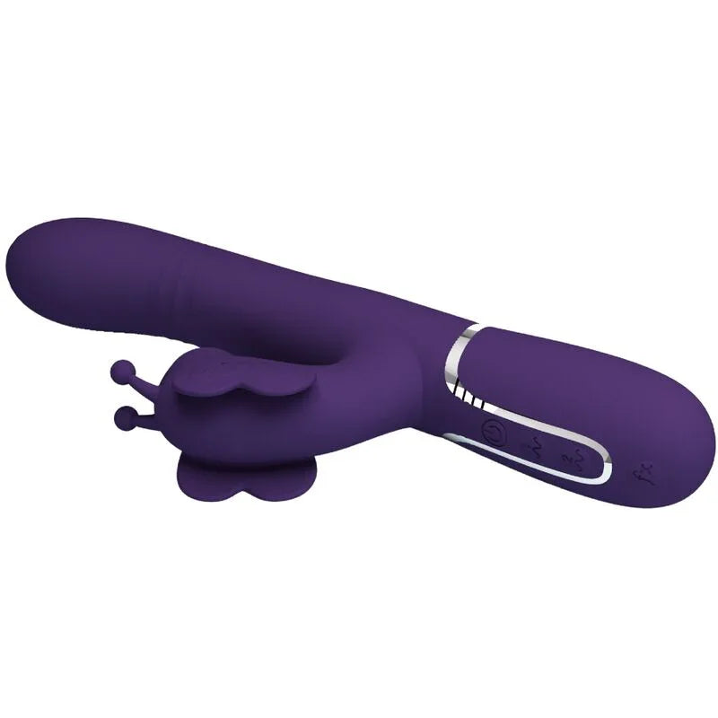 PRETTY LOVE - VIBRADOR RABBIT MULTIFUNCIÓN 4 EN 1 MARIPOSA MORADO - Nuvica