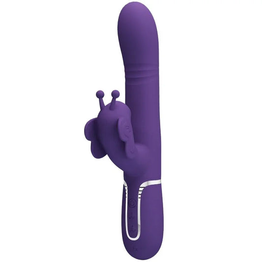 PRETTY LOVE - VIBRADOR RABBIT MULTIFUNCIÓN 4 EN 1 MARIPOSA MORADO - Nuvica