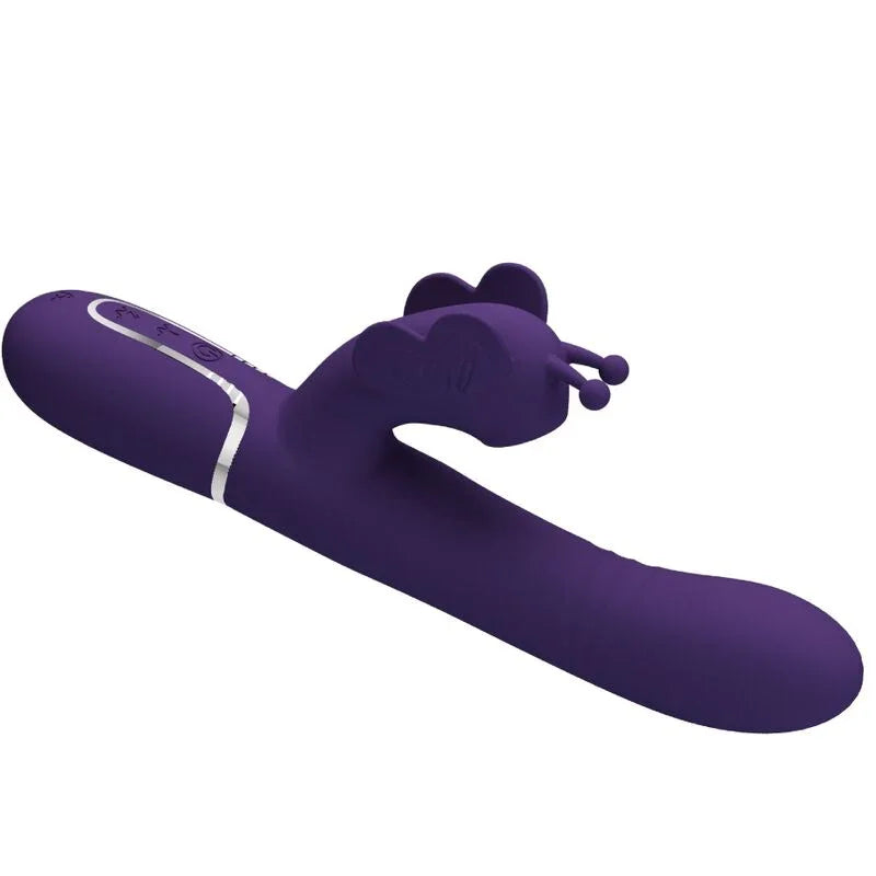 PRETTY LOVE - VIBRADOR RABBIT MULTIFUNCIÓN 4 EN 1 MARIPOSA MORADO - Nuvica