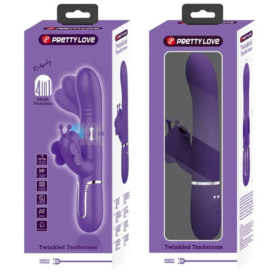 PRETTY LOVE - VIBRADOR RABBIT MULTIFUNCIÓN 4 EN 1 MARIPOSA MORADO - Nuvica