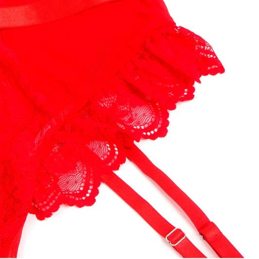 SUBBLIME - TEDDY CON LIGA DETALLE ENCAJE Y TIRAS ROJO S/M - Nuvica