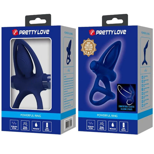 PRETTY LOVE - MAT DOBLE ANILLO CON VIBRACIÓN & ESTIMULADOR AZUL - Nuvica