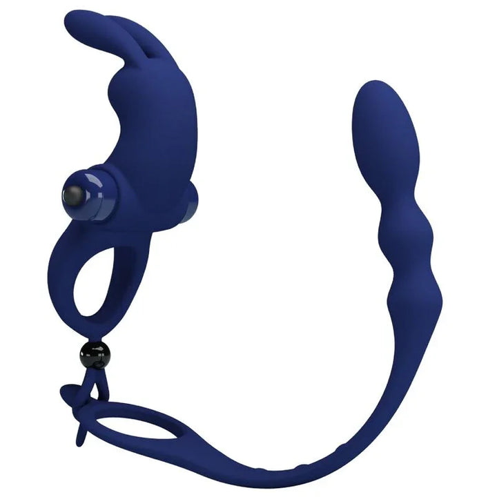 PRETTY LOVE - AYAD ANILLO VIBRADOR RABBIT CON PLUG AZUL - Nuvica