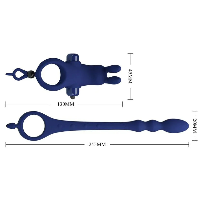 PRETTY LOVE - AYAD ANILLO VIBRADOR RABBIT CON PLUG AZUL - Nuvica