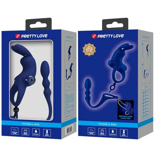 PRETTY LOVE - AYAD ANILLO VIBRADOR RABBIT CON PLUG AZUL - Nuvica