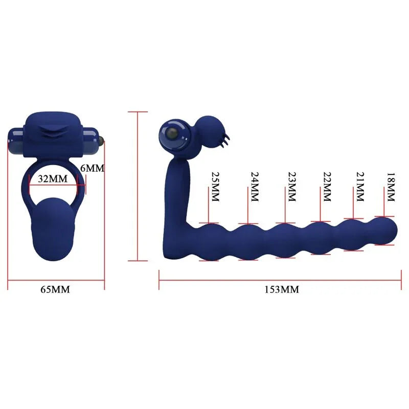 PRETTY LOVE - AJMAL ANILLO VIBRADOR CON PLUG AZUL - Nuvica