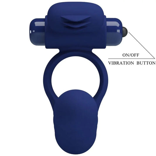 PRETTY LOVE - AJMAL ANILLO VIBRADOR CON PLUG AZUL - Nuvica