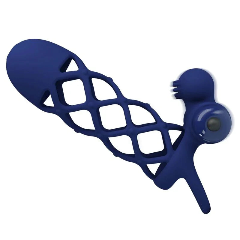 PRETTY LOVE - GIANN ANILLO VIBRADOR CON FUNDA DE SILICONA AZUL - Nuvica
