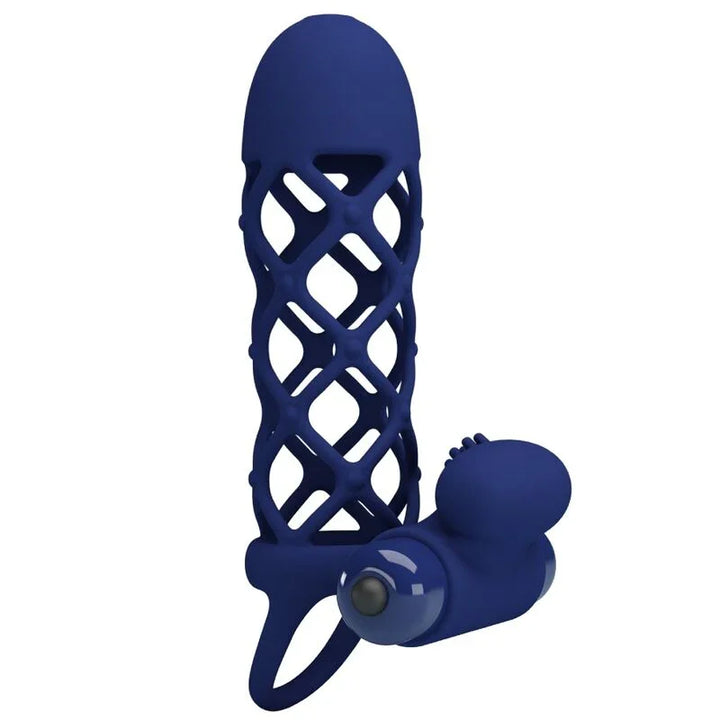 PRETTY LOVE - GIANN ANILLO VIBRADOR CON FUNDA DE SILICONA AZUL - Nuvica