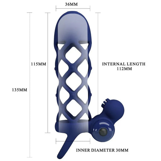 PRETTY LOVE - GIANN ANILLO VIBRADOR CON FUNDA DE SILICONA AZUL - Nuvica