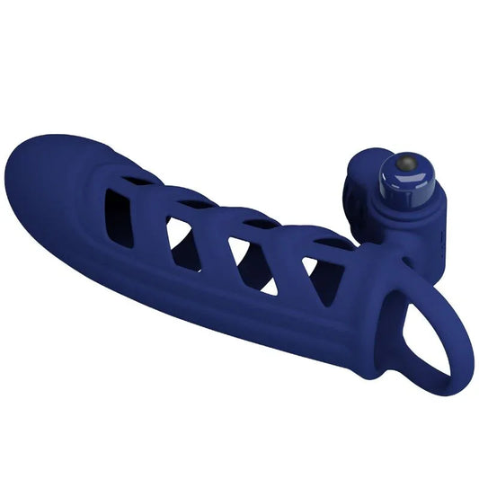 PRETTY LOVE - ALTAF ANILLO VIBRADOR CON FUNDA DE SILICONA AZUL - Nuvica