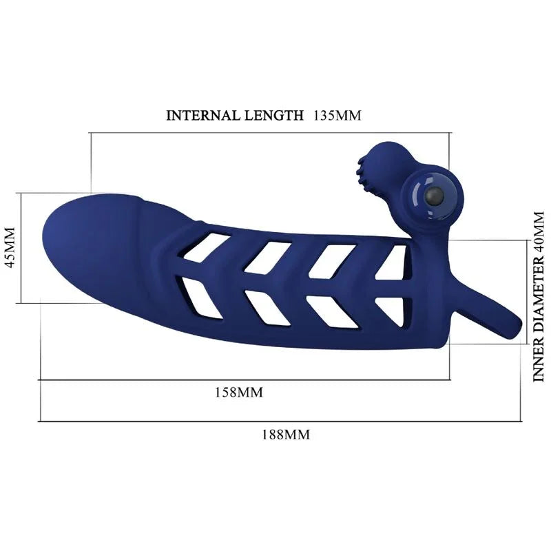PRETTY LOVE - ALTAF ANILLO VIBRADOR CON FUNDA DE SILICONA AZUL - Nuvica