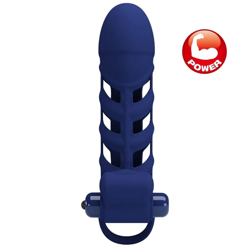 PRETTY LOVE - ALTAF ANILLO VIBRADOR CON FUNDA DE SILICONA AZUL - Nuvica