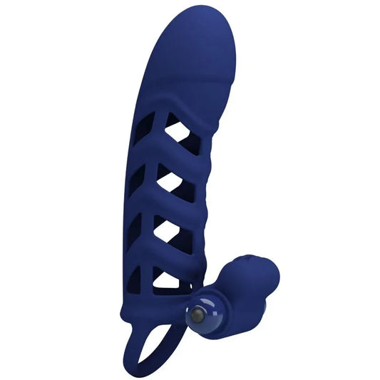 PRETTY LOVE - ALTAF ANILLO VIBRADOR CON FUNDA DE SILICONA AZUL - Nuvica