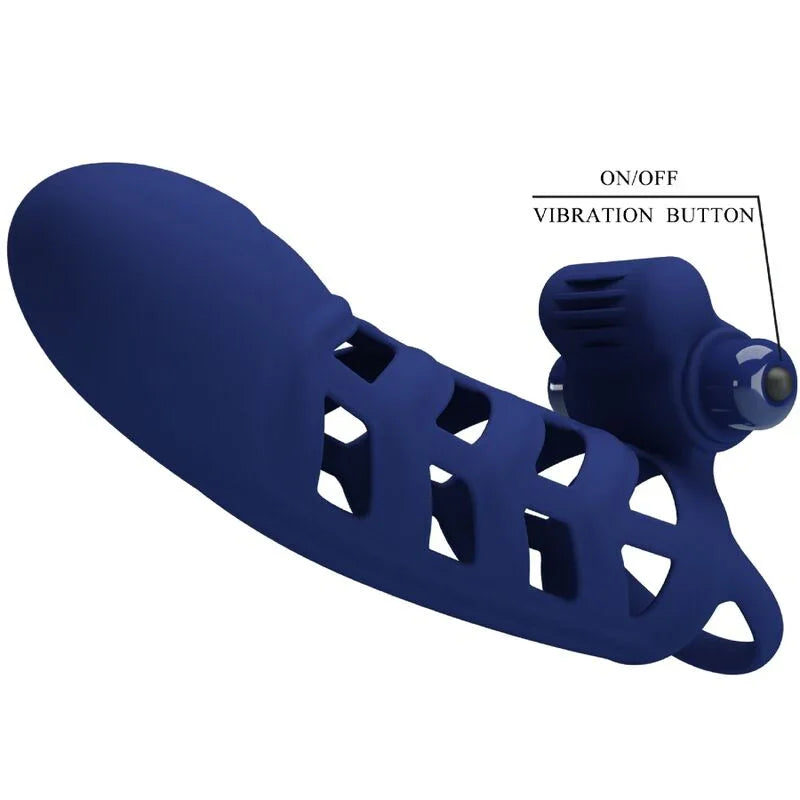 PRETTY LOVE - ALTAF ANILLO VIBRADOR CON FUNDA DE SILICONA AZUL - Nuvica
