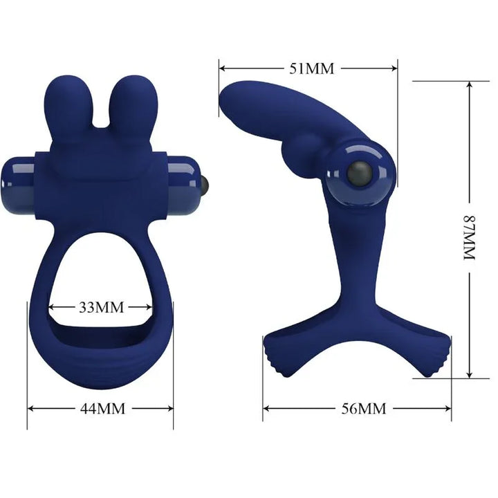 PRETTY LOVE - FRANCISCO DOBLE ANILLO VIBRADOR RABBIT AZUL - Nuvica