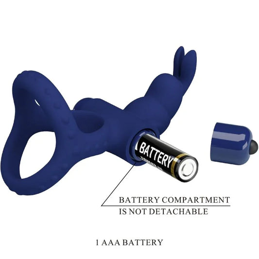 PRETTY LOVE - LUCHITO DOBLE ANILLO VIBRADOR RABBIT AZUL - Nuvica