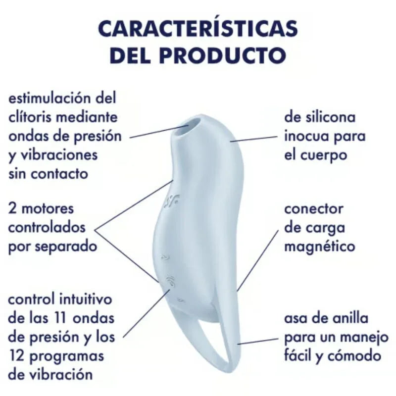 SATISFYER - POCKET PRO 1 ESTIMULADOR CLÍTORIS AZUL CLARO - Nuvica