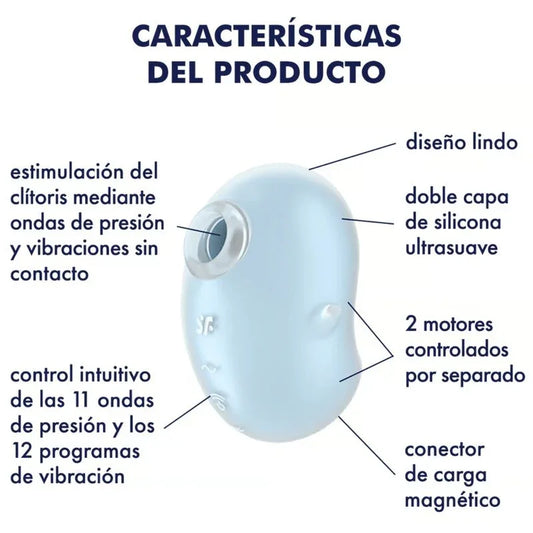 SATISFYER - CUTIE GHOST VIBRADOR LAY-ON AZUL CLARO - Nuvica