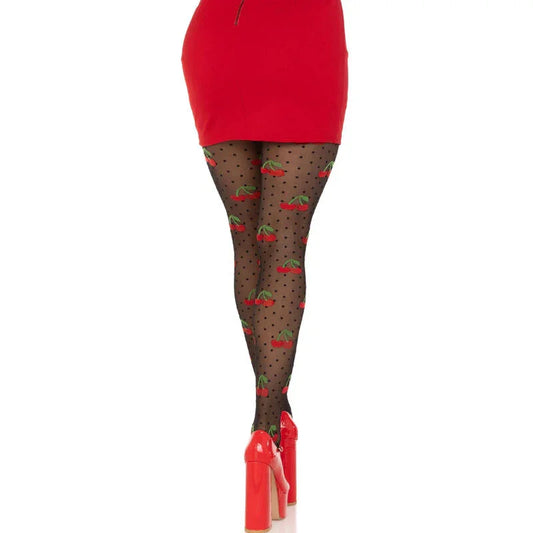 LEG AVENUE - MEDIAS LUNARES CEREZA NEGRO - Nuvica