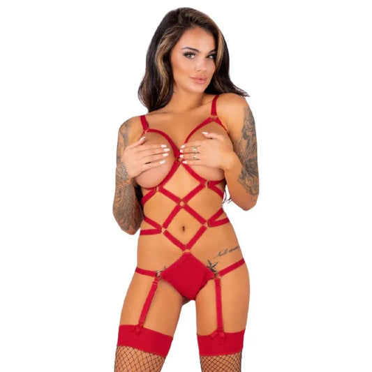 LIVCO CORSETTI FASHION - THIARA LC 20213 SET BODY + MEDIAS ROJA S/M - Nuvica