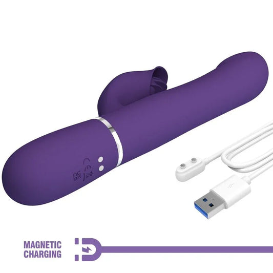 PRETTY LOVE - ZALIN VIBRADOR RABBIT PERLAS 4 EN 1 MORADO - Nuvica