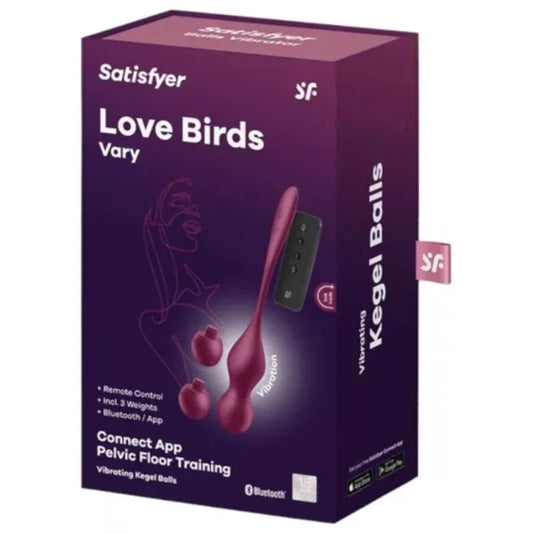 SATISFYER - LOVE BIRDS VARY BOLAS VIBRADORES APP GRATUITA ROJO VINO - Nuvica