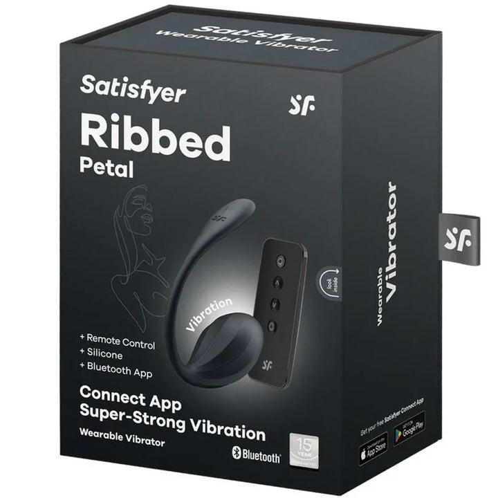 SATISFYER - RIBBED PETAL ESTIMULADOR PUNTO G CONTROL REMOTO NEGRO APP GRATUITA - Nuvica