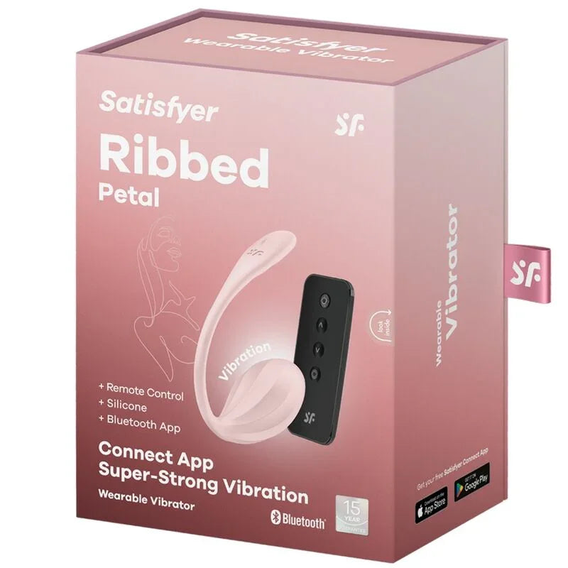 SATISFYER - RIBBED PETAL ESTIMULADOR PUNTO G CONTROL REMOTO ROSA APP GRATUITA - Nuvica