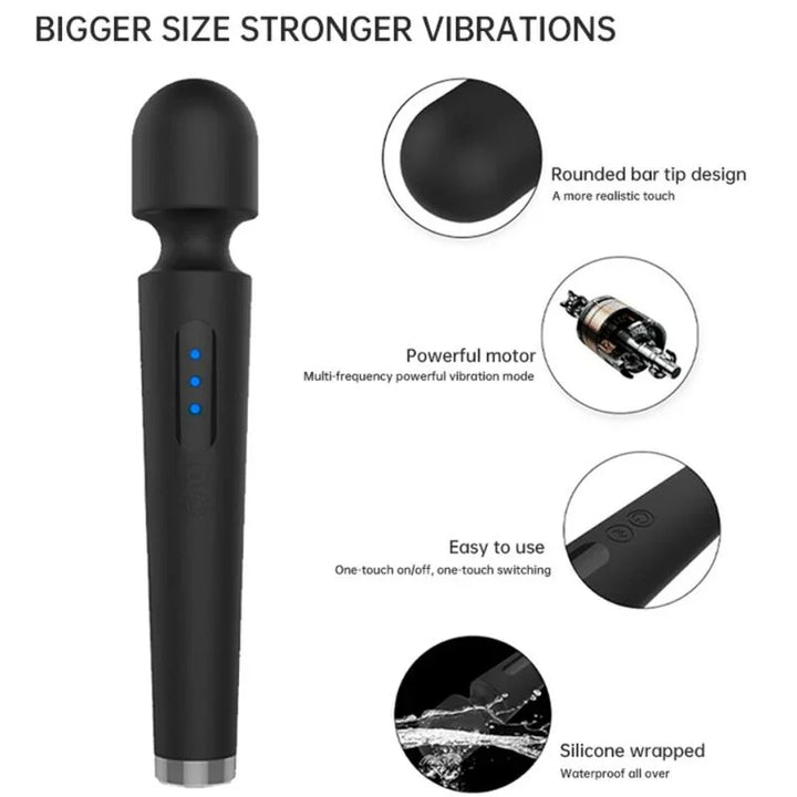 ARMONY - X POWER LARGE MASAJEADOR & VIBRADOR 7 VIBRACIONES NEGRO - Nuvica