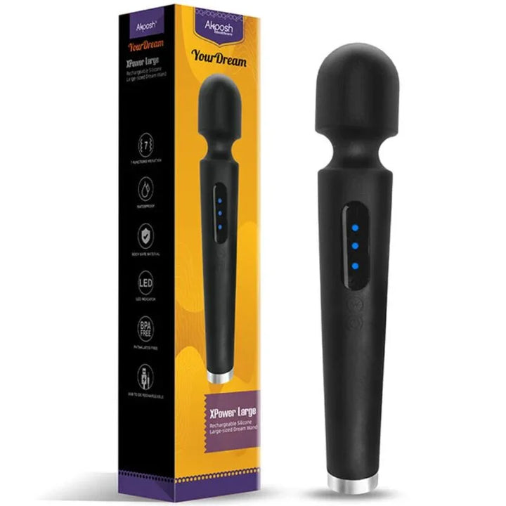 ARMONY - X POWER LARGE MASAJEADOR & VIBRADOR 7 VIBRACIONES NEGRO - Nuvica