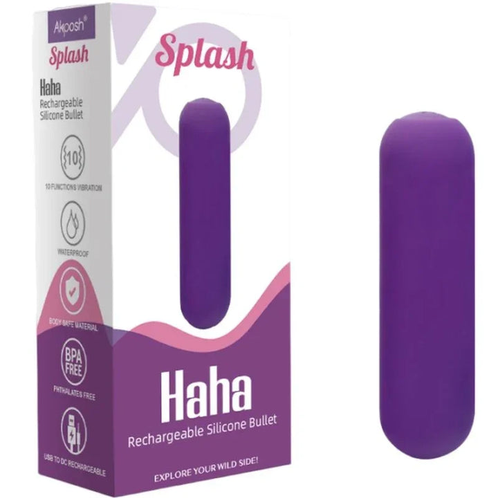 ARMONY - SPLASH HAHA BALA VIBRADORA SILICONA 10 VIBRACIONES 75 X 19 CM MORADO - Nuvica