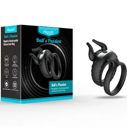 ARMONY - BULL'S PASION ANILLO VIBRADOR 10 VELOCIDADES NEGRO - Nuvica