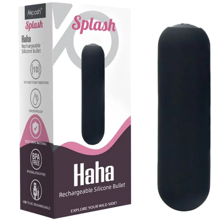 ARMONY - SPLASH HAHA BALA VIBRADORA SILICONA 10 VIBRACIONES 75 X 19 CM NEGRO - Nuvica