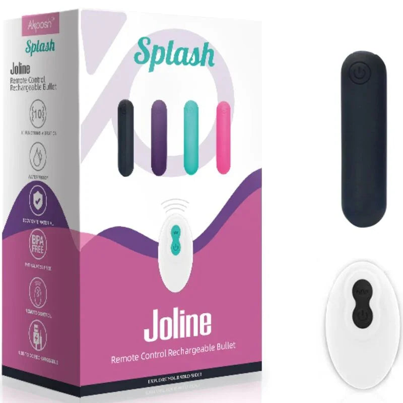 ARMONY - SPLASH JOLINE BALA VIBRADORA SILICONA CONTROL REMOTO 10 VIBRACIONES 65 X 15 CM NEGRO - Nuvica