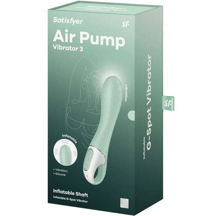 SATISFYER - AIR PUMP VIBRADOR 3 INFLABLE PUNTO G MENTA - Nuvica