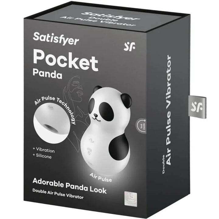 SATISFYER - POCKET PANDA ESTIMULADOR & VIBRADOR BLANCO Y NEGRO - Nuvica