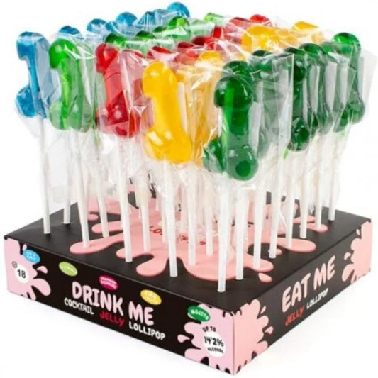 SECRETPLAY - EXPOSITOR SURTIDO PIRULETAS PENE CON ALCOHOL 40 UNIDADES - Nuvica