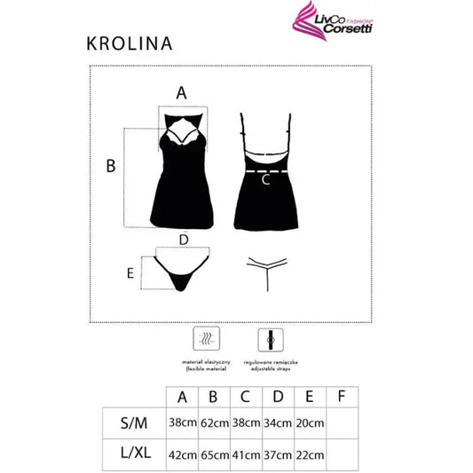 LIVCO CORSETTI FASHION - KROLINA LC 90734 CHEMISE + TANGA NEGRO S/M - Nuvica