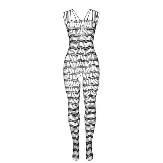 SUBBLIME - 951696 BODYSTOCKING CROTCHLESS DE REJILLA CON TIRAS EN HOMBROS NEGRO TALLA ÚNICA - Nuvica