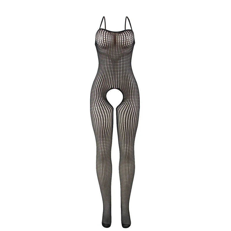 SUBBLIME - 951726 BODYSTOCKING CROTCHLESS DE REJILLA ELÁSTICO NEGRO TALLA ÚNICA - Nuvica