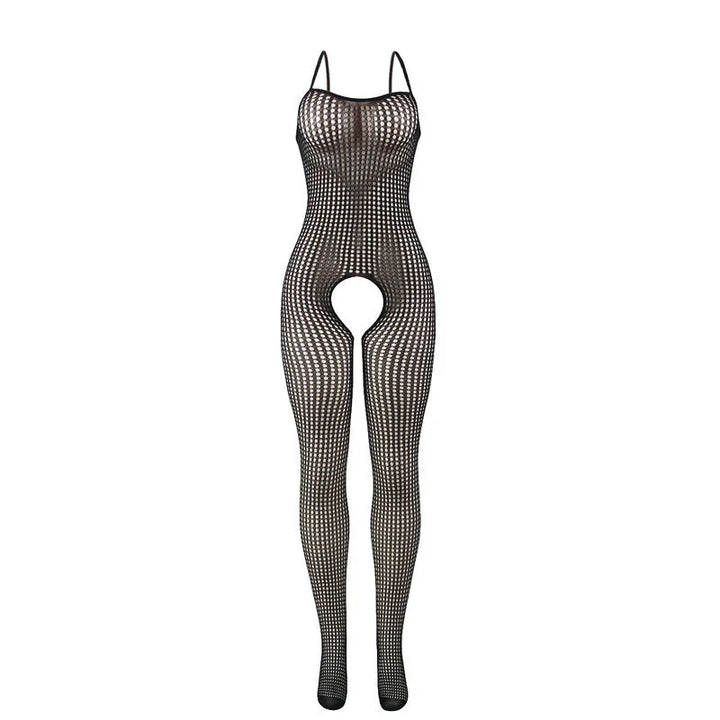 SUBBLIME - 951726 BODYSTOCKING CROTCHLESS DE REJILLA ELÁSTICO NEGRO TALLA ÚNICA - Nuvica