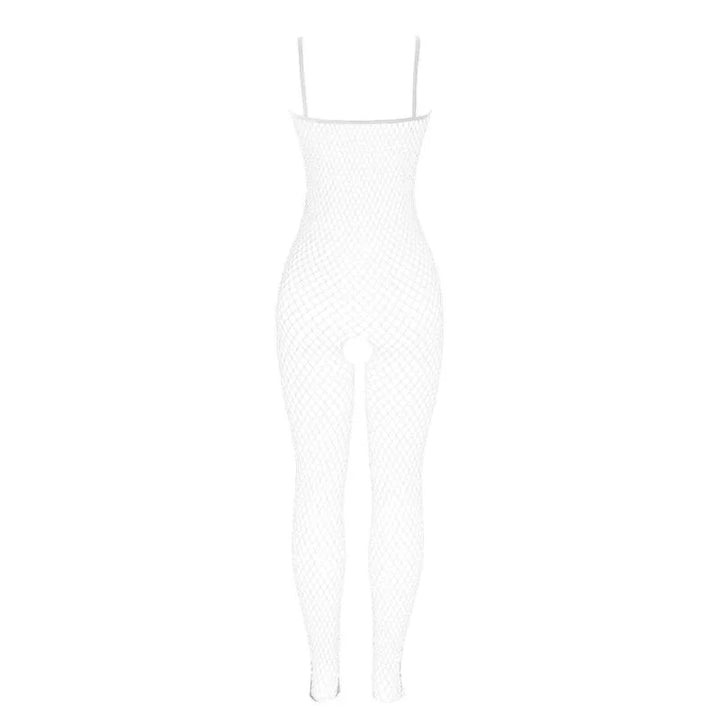 SUBBLIME - 951740 BODYSTOCKING CROTCHLESS DE REJILLA CON LAZOS BLANCO TALLA ÚNICA - Nuvica