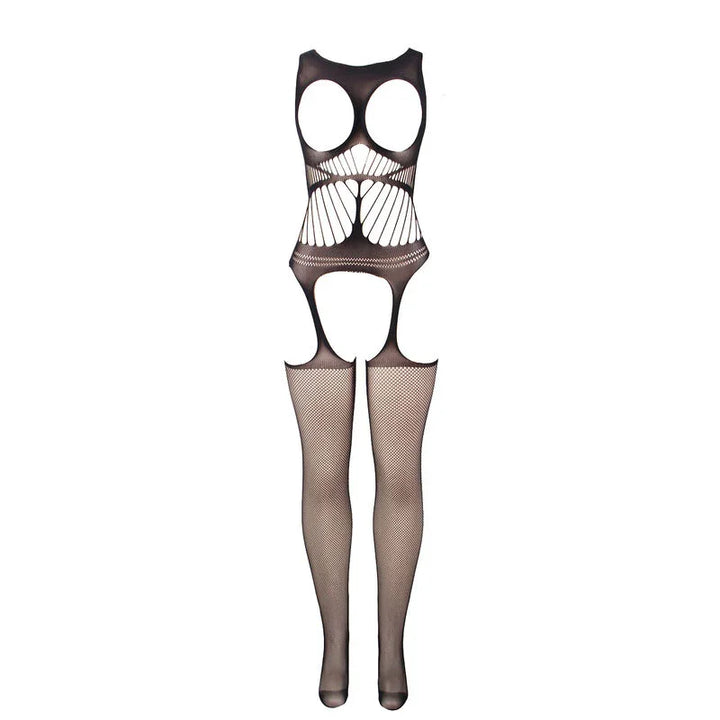 SUBBLIME - 951900 BODYSTOCKING CROTCHLESS DE REJILLA CON COPA Y HOMBROS ABIERTOS NEGRO TALLA ÚNICA - Nuvica