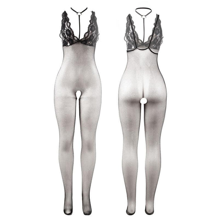 SUBBLIME - 951993 BODYSTOCKING CROTCHLESS DE REJILLA TRANSPARENTE NEGRO TALLA ÚNICA - Nuvica